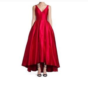 High Low Satin Red Evening Gown